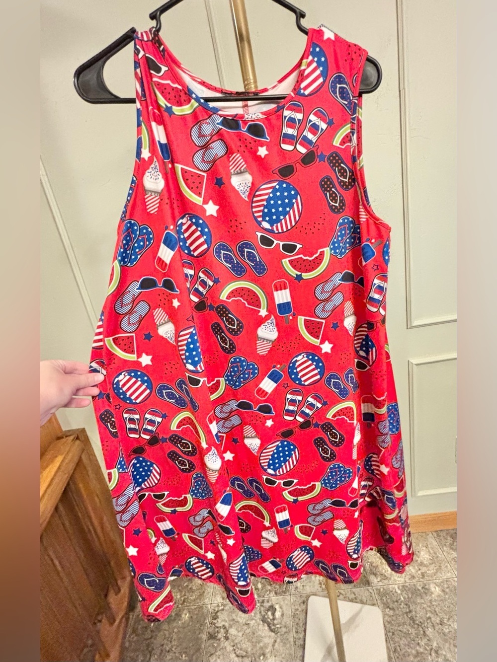 Red Patriotic Summer Tank Dress 4th of July